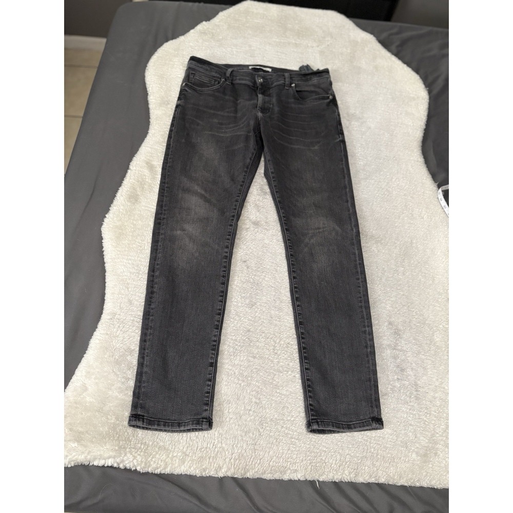 Zara Men's Black Washed Slim Tapared Jeans Size 34 Pants Stretch